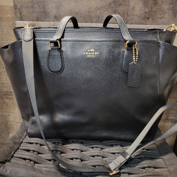 Coach Black Leather Tote Bag - Picture 1 of 8